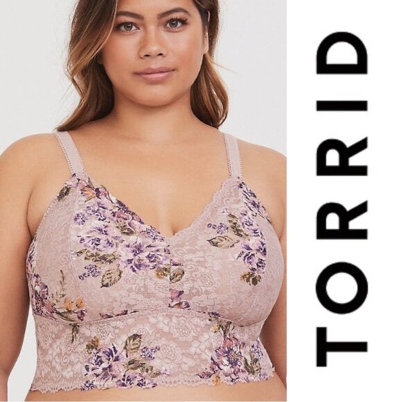 Torrid | Mauve Floral Unlined Lace Crop Bralette | Size 2X - Picture 1 of 9